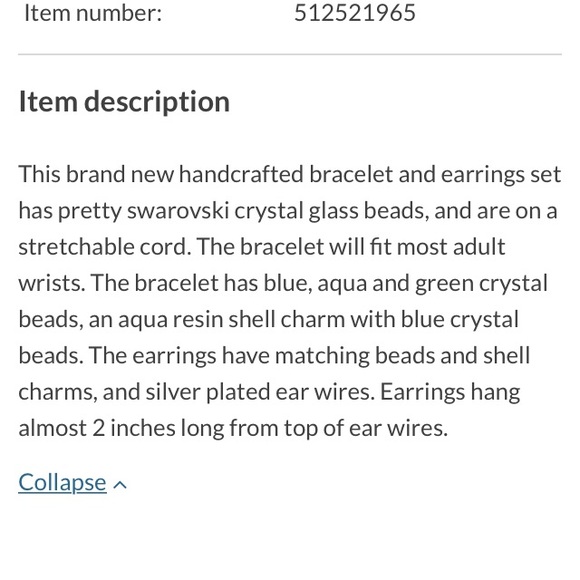 Crystal bracelet and earrings set with shell charm - Picture 2 of 2